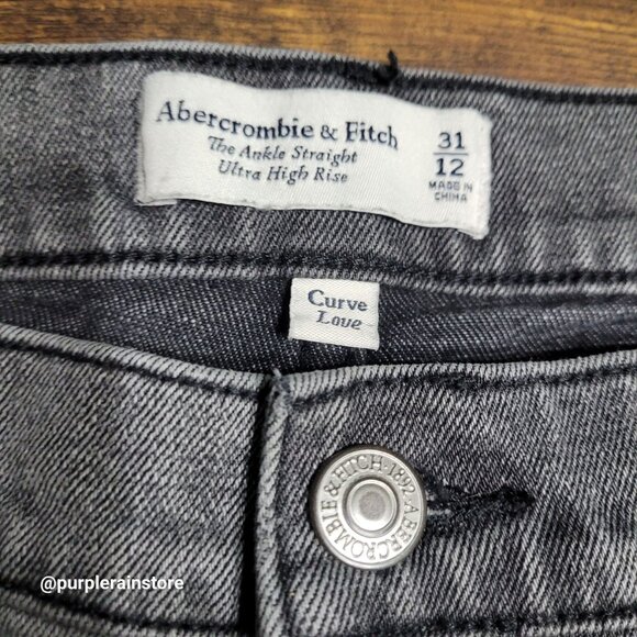 Abercrombie & Fitch Jeans 12 Curve Love Ankle Straight Ultra High Rise Charcoal - Picture 3 of 10
